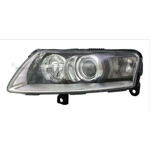 ΦΑΝΑΡΙ ΕΜΠΡΟΣ AUDI A6 C6, 2004-2011, αριστερο,  black chromium-plated, XENON D2S/P21W