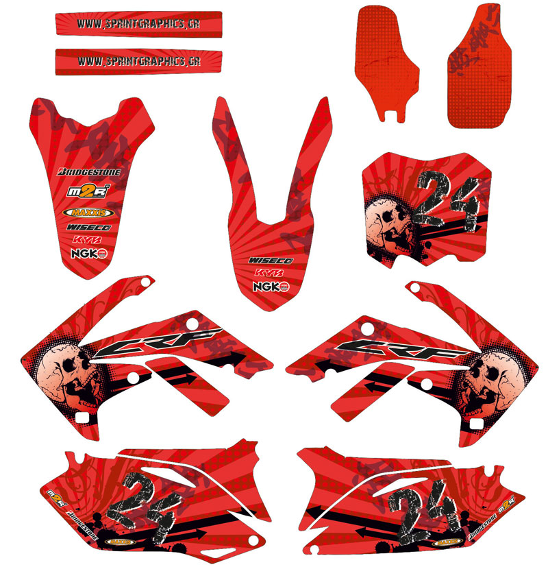 ΣΕΤ ΑΥΤΟΚΟΛΛΗΤΑ ΓΡΑΦΙΚΑ Honda CRF 450cc ’08 – ’11. SKULLS