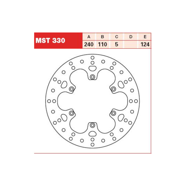 ΔΙΣΚΟΠΛΑΚΑ ΠΙΣΩ TRW BENELLI TNT, TRE 1100, BMW F CS SCARVER 650 2002-2005, F GS 650 2000-2008, F GS DAKAR 650 2000-2008, F ST 650 1997-1999, G GS 650 2011-2016, G GS SERTAO 650 2012-2014, G XMOTO 650 2007-2010, F650 650 1994-2000.   MST330